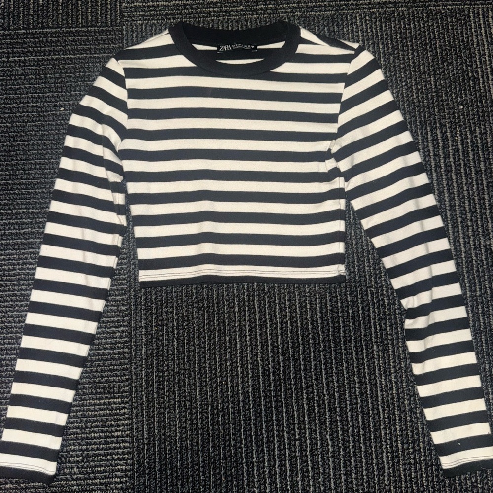 Zara Striped Crop Long Sleeve
